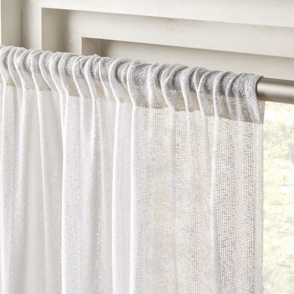 2 CB2 White Net Curtain Panels 48”x120”